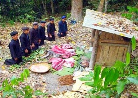 Chỉ có đàn ông mới được phép tham gia lễ cúng rừng.