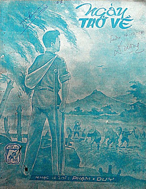 Bản nhạc Ngày trở về do An Phú xuất bản năm 1954, ca khúc này được Phạm Duy viết năm 1954 khi ông lên đường đi Pháp du học.