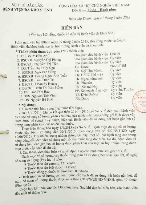Họp Hội đồng thuốc bệnh viện để xin cấp thuốc bổ sung cấp bách