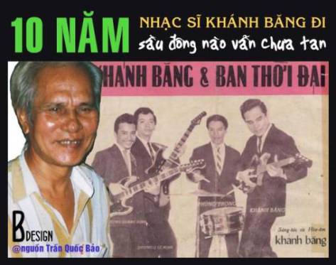 Ảnh trái: Trần Quốc Bảo chụp Khánh Băng năm 1995, ảnh phải là ban nhạc Thời Đại với 4 nhạc sĩ Dương Quang Định, Dương Quang Lê Minh, Khánh Băng, Phùng Trọng.. chụp khoảng năm 1962-1963.