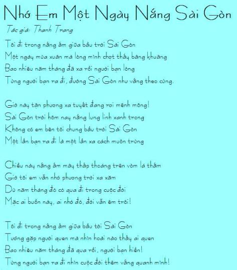 thanhtrang_Nhớ Em Một Ngày Nắng Sài Gòn