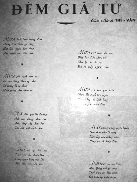 Thi phẩm "Đêm Giã Từ" của thi sĩ Thể Vân.